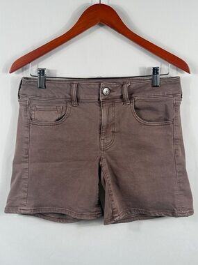 American Eagle AEO Twill MIDI Taupe Super Stretch Shorts. Womens Size 8